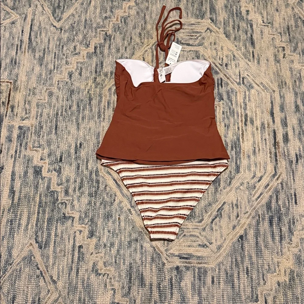 CUPSHE Women’s Happy Current Striped Tankini Set Size Medium